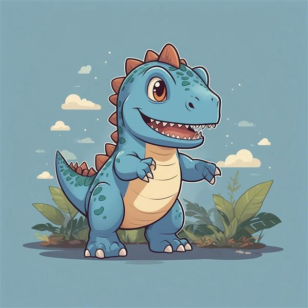 عکس دایناسور کارتونی آبی در طبیعت با کیفیت عالی