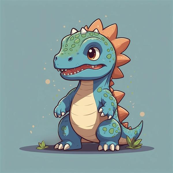 تصویر دایناسور فانتزی آبی و نارنجی با طراحی مینیمال