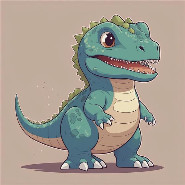 عکس دایناسور فانتزی سبز ایستاده با طراحی مینیمال