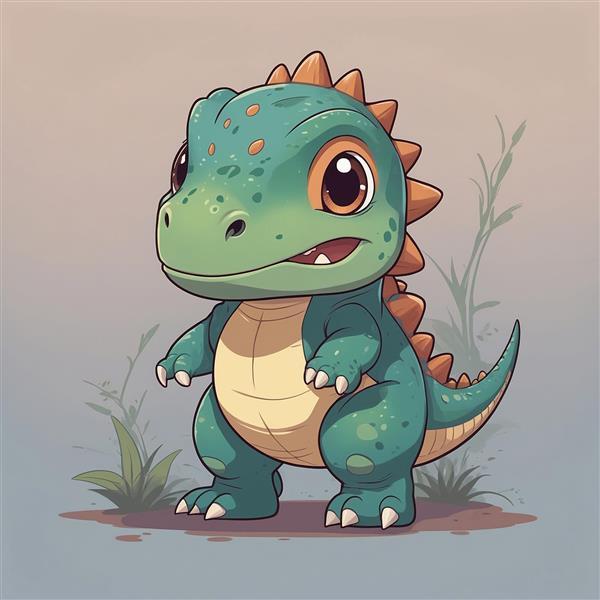 طرح دکوراتیو دایناسور سبز مهربان برای چاپ روتختی