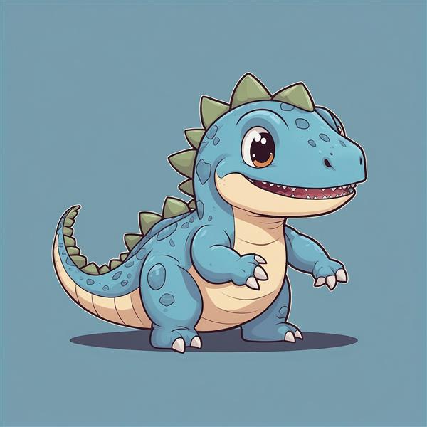 طرح دایناسور کارتونی آبی و سبز فانتزی برای روتختی کودک