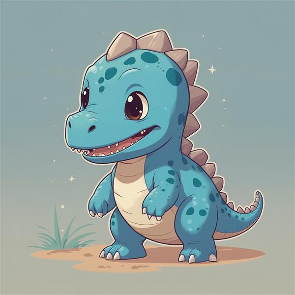 عکس دایناسور فانتزی آبی خال‌دار برای دکوراسیون دیواری اتاق کودک