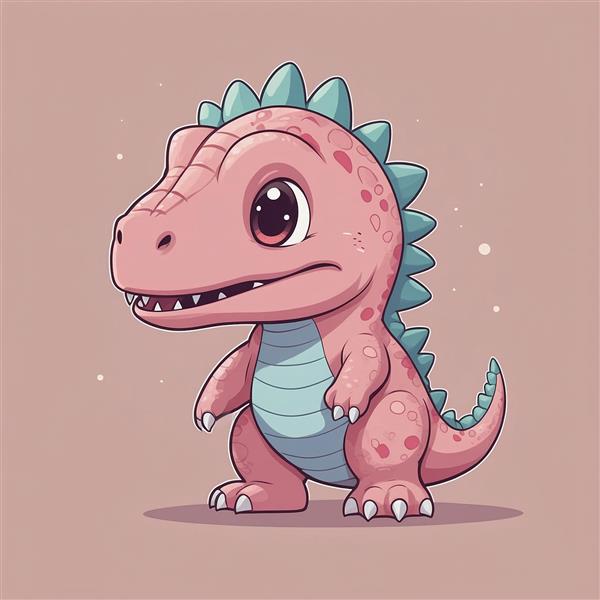 طرح دایناسور صورتی کارتونی با لبه‌های آبی برای چاپ پوستر