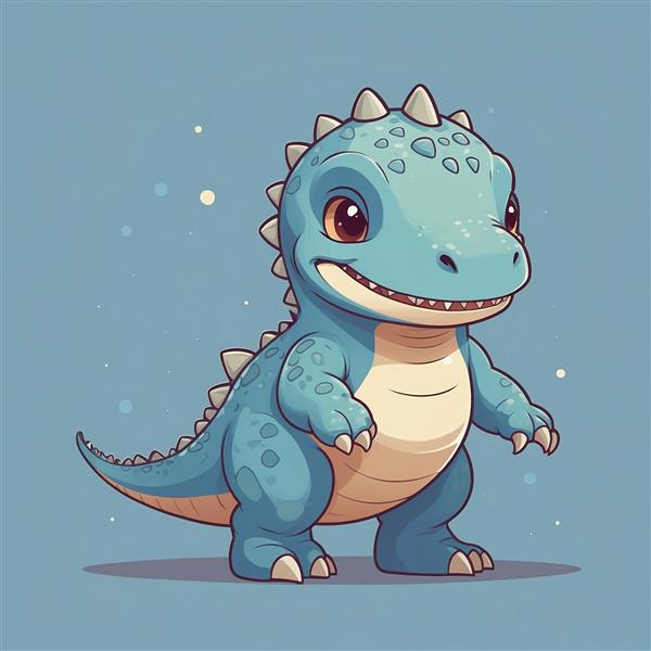 طرح دایناسور فانتزی آبی کمرنگ برای چاپ روی وسایل کودک