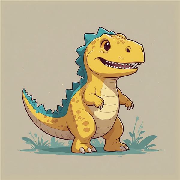 عکس دایناسور زرد و آبی کارتونی برای تابلو دکوراتیو نوزاد