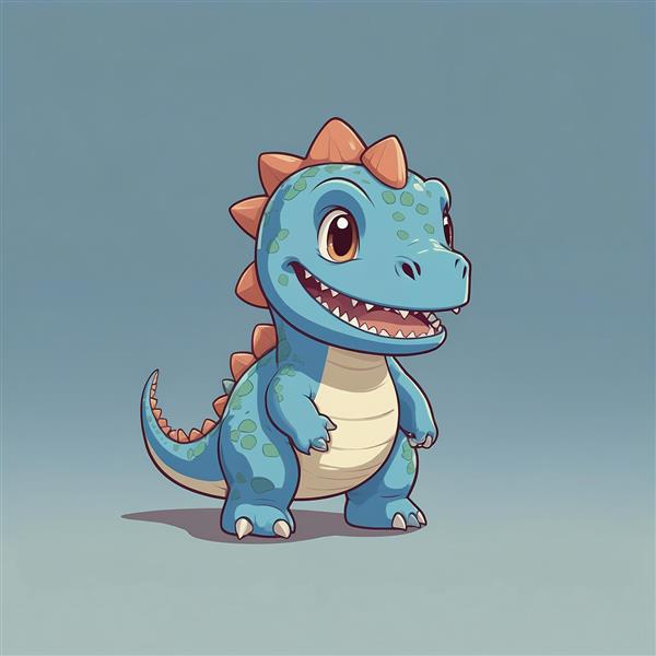 تصویر دایناسور آبی فانتزی خندان برای پوستر دیواری اتاق پسرانه