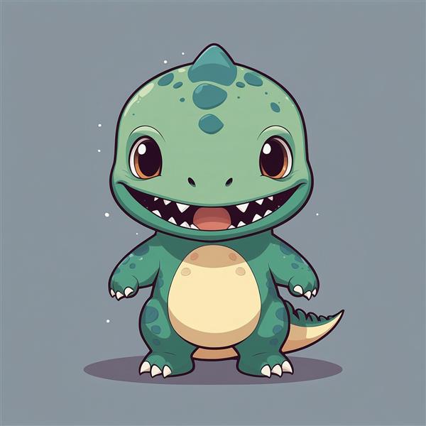 طرح دایناسور سبز خندان با جزئیات خال‌خالی روی سر