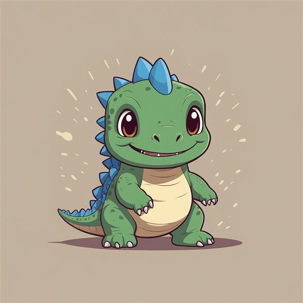 طرح دایناسور سبز با تیغه‌های آبی برای چاپ تابلو