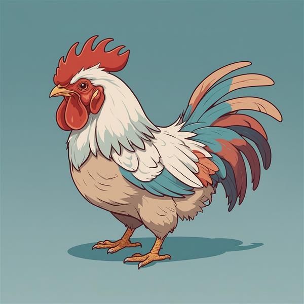 طرح دکوراتیو خروس رنگی با کیفیت بالا برای چاپ