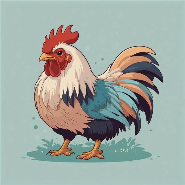 تصویر خروس رنگارنگ کارتونی برای چاپ روتختی و دکوراسیون