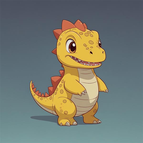 طرح دایناسور زرد ایستاده برای تزیینات جشن تولد