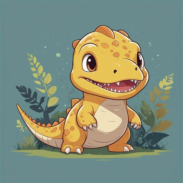 عکس دایناسور زرد خالدار در طبیعت برای تابلوی مهدکودک