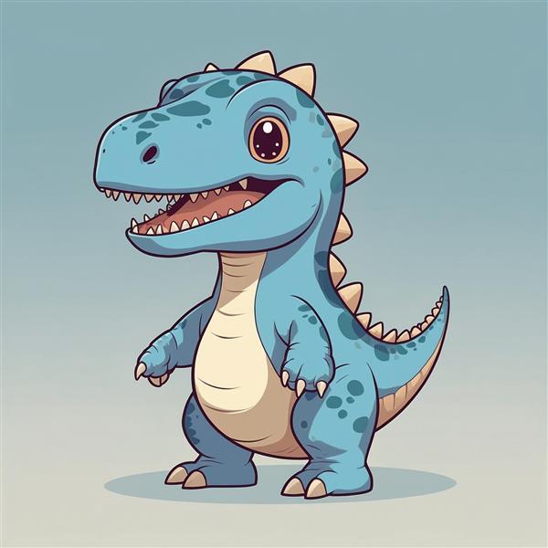 تصویر دایناسور آبی خالدار ایستاده برای تابلو دکوراتیو مدرن