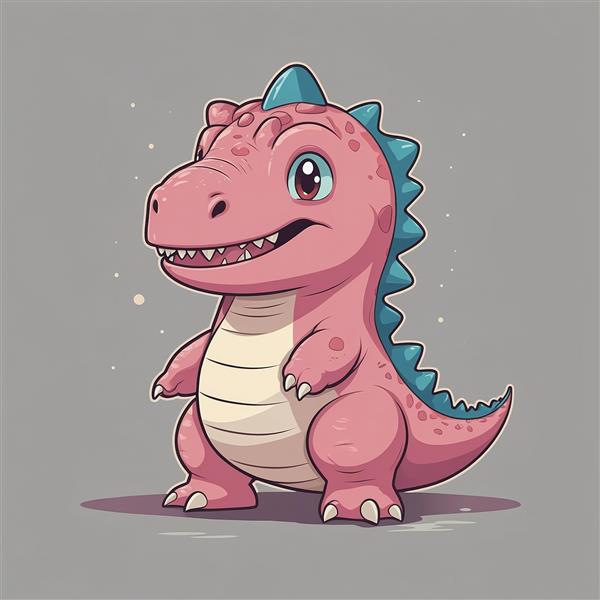 طرح دایناسور صورتی فانتزی ایستاده مناسب چاپ روی روتختی