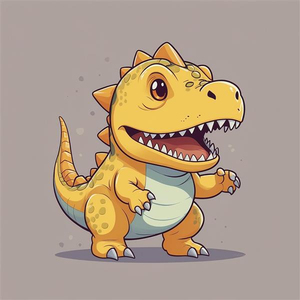 تصویر دایناسور زرد کارتونی با دهان باز برای بازی