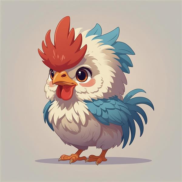 طرح جوجه تاج‌دار کارتونی برای چاپ روتختی کودک