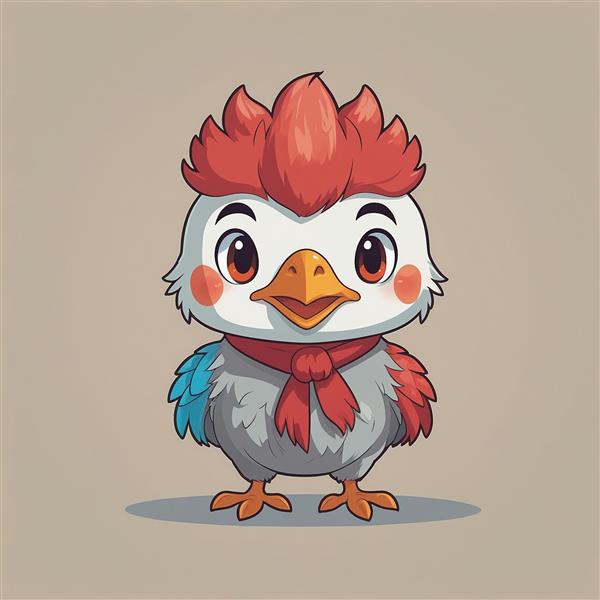 عکس جوجه کارتونی با شال‌گردن قرمز برای چاپ تابلو