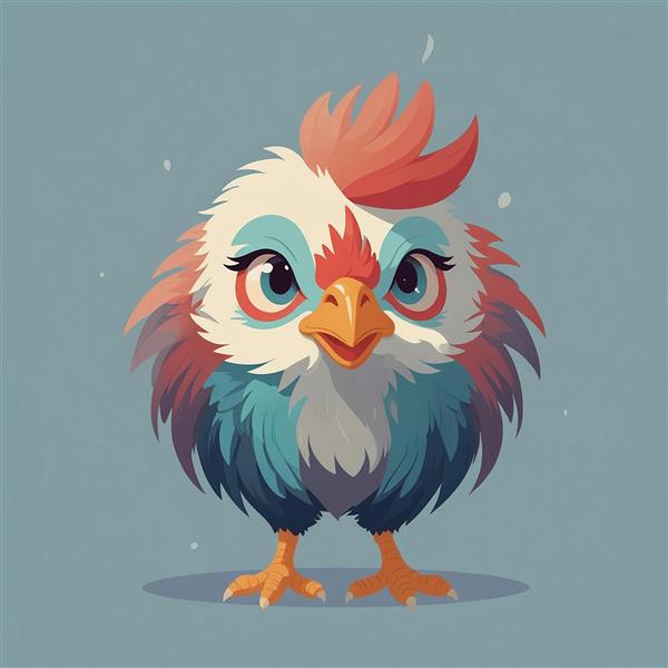 طرح جوجه فانتزی رنگارنگ برای پوستر دیواری اتاق کودک