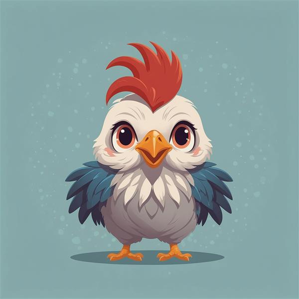 تصویر جوجه کارتونی با پرهای آبی و خاکستری برای چاپ