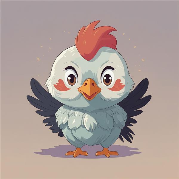 عکس جوجه فانتزی خاکستری با کاکل قرمز برای پوستر کودک