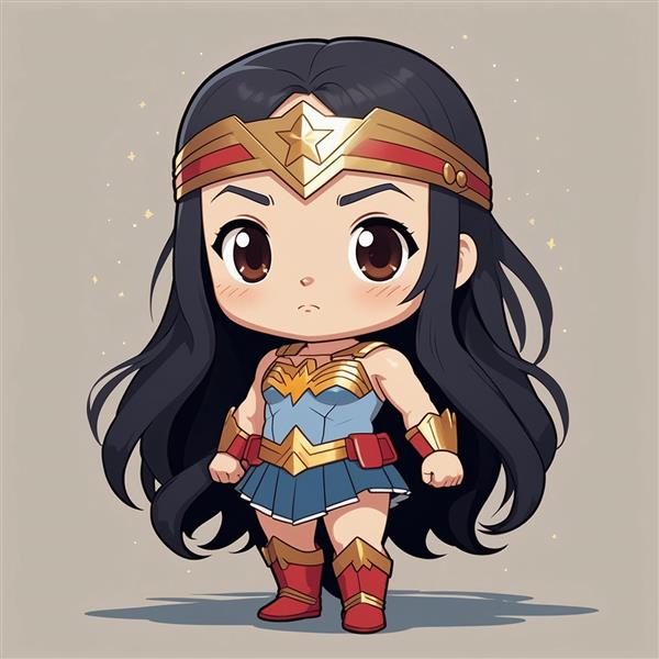 طرح کارتونی واندر ومن با موهای بلند برای روتختی کودک