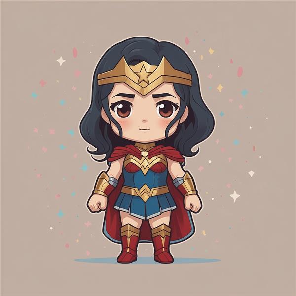 طرح کارتونی واندر ومن با شنل قرمز برای چاپ پوستر