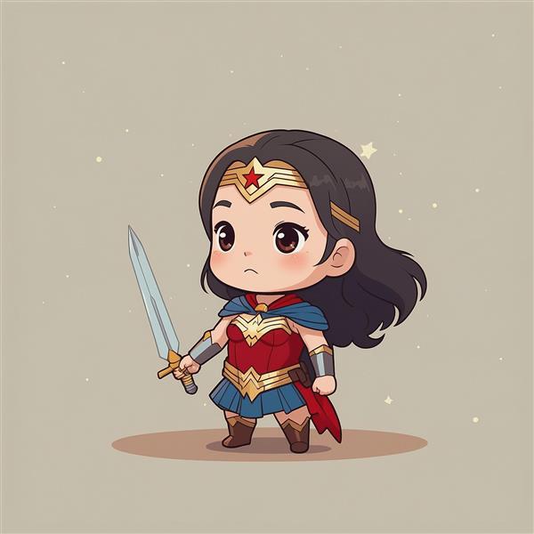 عکس زن شگفت انگیز کارتونی با شمشیر برای اتاق دخترانه