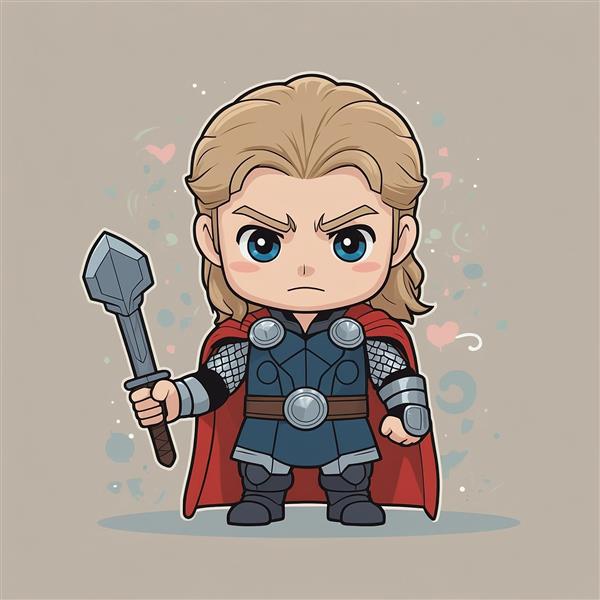 عکس ثور کارتونی با چکش جنگی برای چاپ روتختی کودک