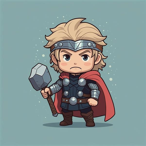 تصویر کارتونی ثور با پتک برای چاپ روی تابلو دکوراتیو