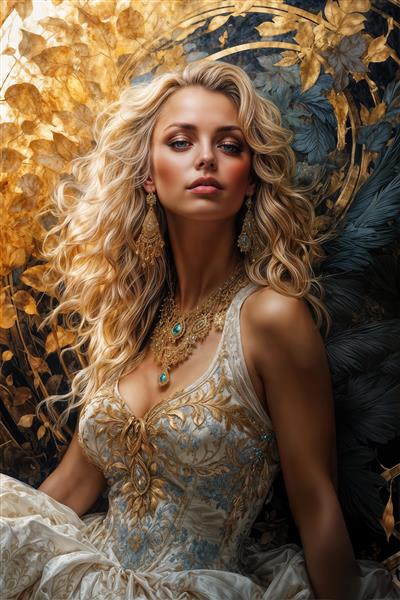 عکس باکیفیت بریتنی اسپیرز با لباس کلاسیک و اکسسوری‌های جواهرنشان طلایی برای پوستر دیواری عمودی سالن‌های آرایش و مزون‌های لوکس