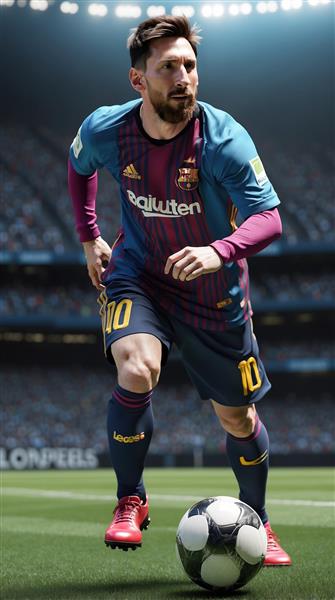 بنر و پوستر دیواری مسی در استادیوم فوتبال با لباس آبی و اناری مخصوص دکوراسیون اتاق نوجوان و کلوپ