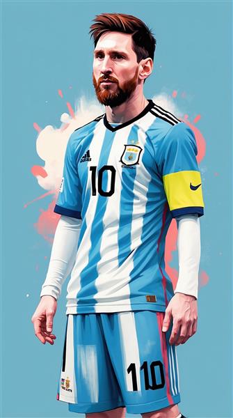 پوستر دیواری فوتبالی لیونل مسی با لباس تیم ملی آرژانتین مناسب برای اتاق کودک، نوجوان و باشگاه‌های ورزشی