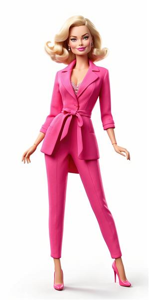 پوستر دیواری مارگو رابی با مدل لباس مجلسی صورتی باربی با طراحی براق مناسب برای دکور پشت میز پذیرش هتل و کلینیک‌های زیبایی