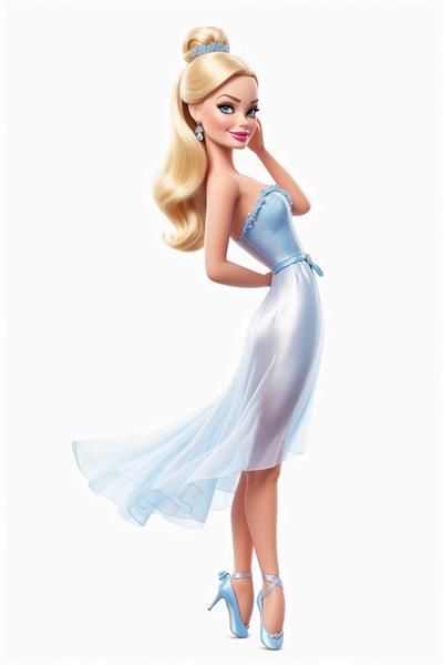 طرح پوستر دیواری بالرین کلاسیک با موهای جمع شده و لباس آبی براق مارگو رابی مناسب هتل‌ها و فضاهای لوکس زنانه