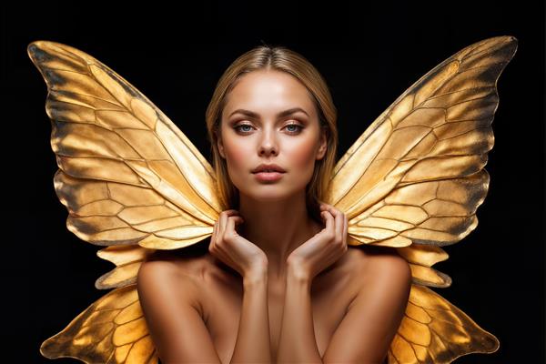 پوستر دیواری با طرح دختر بالدار درخشان و استایل مینیمال برای دکوراسیون بوتیک‌ها و گالری‌های هنری