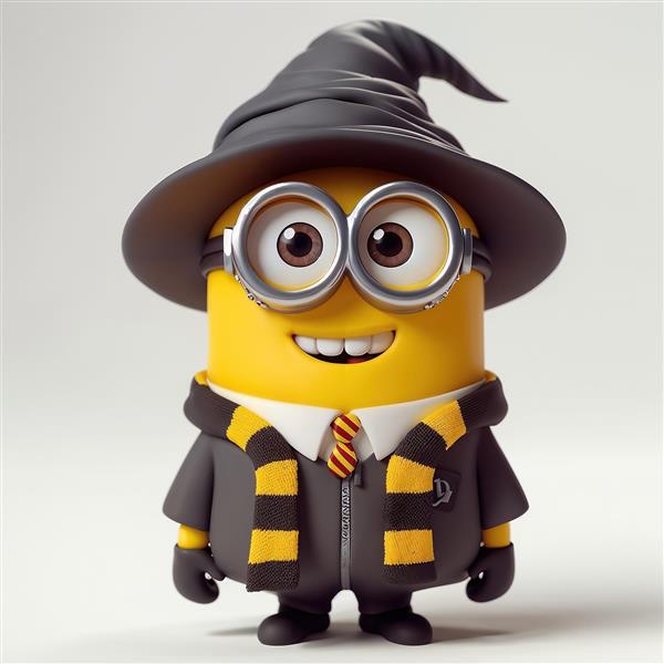مینیون با لباس هری پاتر و کلاه جادوگری ویژه پوستر دیواری اتاق نوجوان و چاپ روی دفترچه و ملزومات تحریر