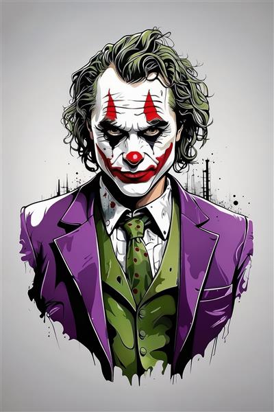 پوستر دیواری چهره جوکر با گریم واکین فینیکس در سبک گرافیکی مدرن برای دکوراسیون گیم‌نت و اتاق کار و تابلو دکوراتیو