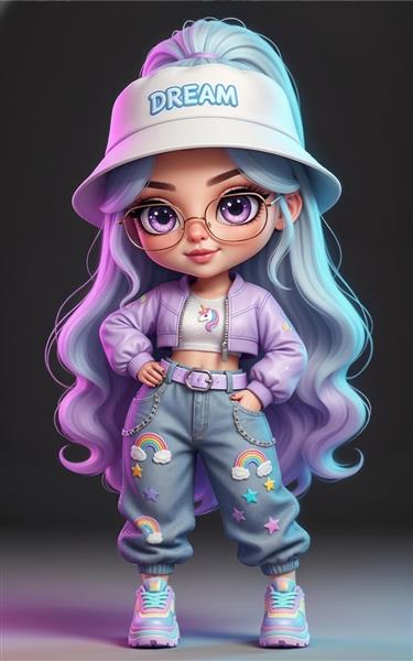 پوستر سه بعدی دخترانه با طرح رویایی و رنگ‌های پاستلی مناسب برای اتاق خواب دخترانه، فضای مطالعه و چاپ روی دفتر و لوازم فانتزی