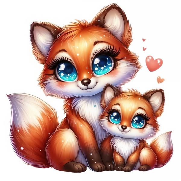 تصویر دو روباه قرمز با چشم‌های آبی درخشان مخصوص چاپ روی روتختی و پوستر دیواری اتاق خواب زوجین