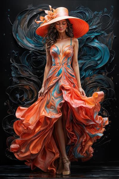 پوستر دیواری لوکس طرح مد و فشن زنانه با تم تیره و رنگ‌های درخشان جهت استفاده در آرایشگاه‌های زنانه و سالن‌های زیبایی