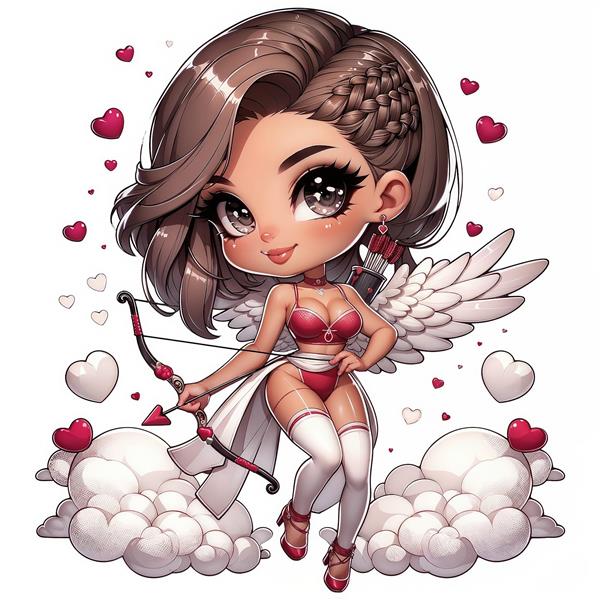 طرح لایه باز فرشته عشق (کیوپید) با تیر و کمان مناسب چاپ روی ماگ، تیشرت و پوستر ولنتاین