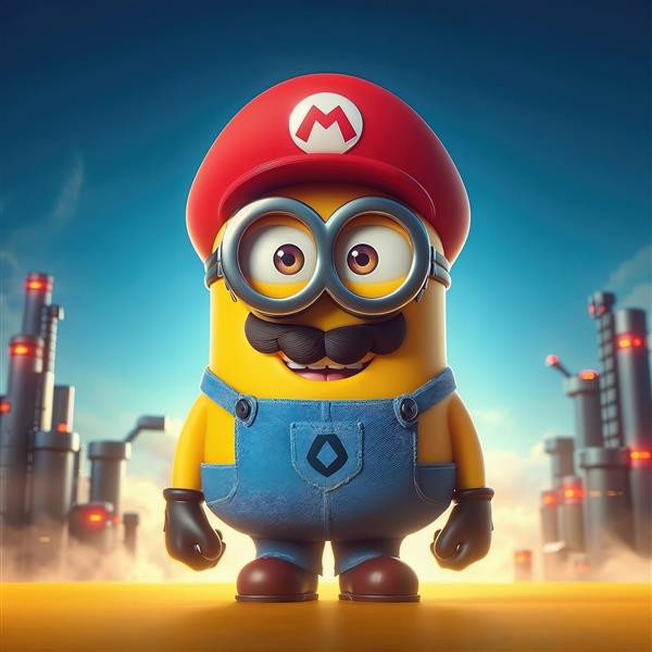 پوستر دیواری سه بعدی مینیون طرح ماریو با کلاه قرمز و سبیل برای اتاق بازی و گیم نت