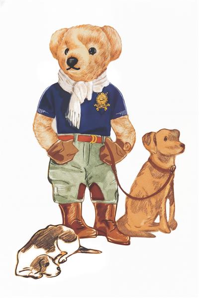 طرح لوکس تدی پولوی کلاسیک با سگ‌های شکاری برای پوستر دیواری اتاق نوجوان و چیدمان مدرن عمارت‌ها و ویلاهای خاص