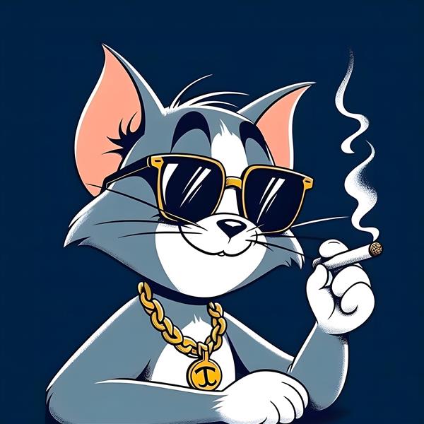 تابلوی مدرن گربه با زنجیر طلا و استایل رپ ویژه دکوراسیون اتاق جوانان، باشگاه‌های ورزشی و محیط‌های هنری به صورت پوستر دیواری