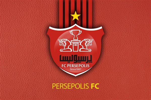 پوستر دیواری ورزشی لوگوی باشگاه پرسپولیس روی زمینه چرم قرمز ویژه طرفداران فوتبال و اتاق پسرانه