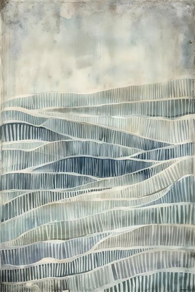 پوستر دیواری مدرن طرح خطوط مواج انتزاعی و مینیمال خاکستری و آبی مناسب اتاق نشیمن و دفتر کار