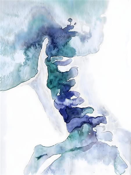 تابلو دکوراتیو مدرن با طرح انتزاعی آبرنگی طیف آبی و سبز ویژه مطب پزشکان و کلینیک‌های زیبایی