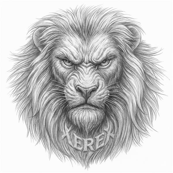 طرح سیاه و سفید چهره شیر با یال‌های بلند مناسب پوستر دیواری اتاق مدیریت، باشگاه ورزشی و سالن پیرایش مردانه