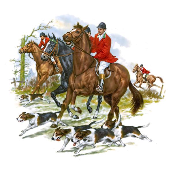 نقاشی آبرنگی سوارکاران در طبیعت برای چاپ پوستر دیواری عرض بالا و پرده‌های تصویری در ویلا و خانه‌های لوکس