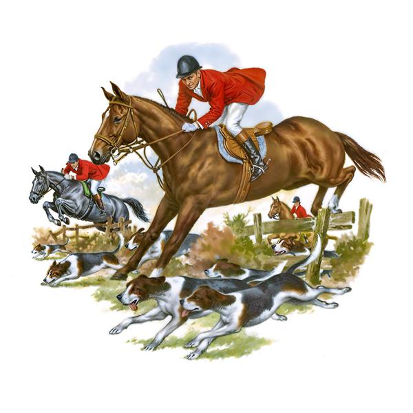 پرش با اسب و سگ‌های شکاری برای دکوراسیون باشگاه‌های سوارکاری و سالن‌های ورزشی مدرن